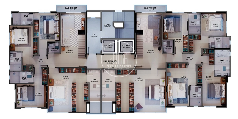 Apartamento 3 ou 4 suites em construção, região central de Balneário: 20ª foto da galeria de imagens do imóvel