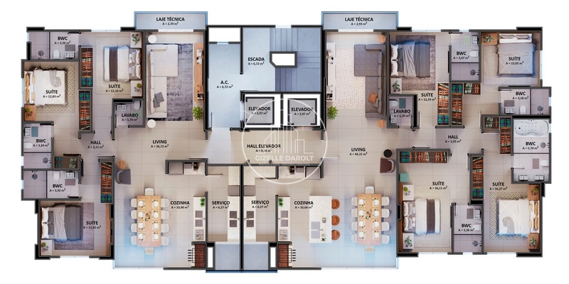 Apartamento 3 ou 4 suites em construção, região central de Balneário: 22ª foto da galeria de imagens do imóvel