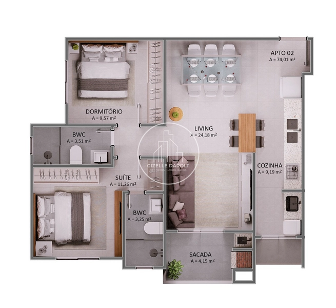 Apartamento em Construção na Praia Brava.: 21ª foto da galeria de imagens do imóvel