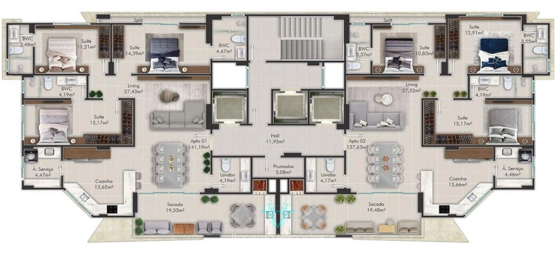 Apartamento 3 suítes 3 vagas - Em Construção: 16ª foto da galeria de imagens do imóvel
