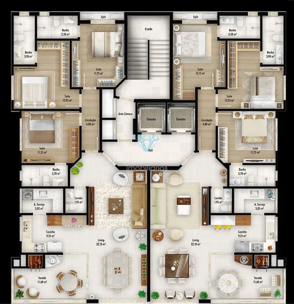Apartamento 3 Dormitórios Sendo 3 Suítes.: 31ª foto da galeria de imagens do imóvel