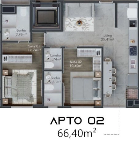 Apartamento 2 suítes 1 vaga: 16ª foto da galeria de imagens do imóvel
