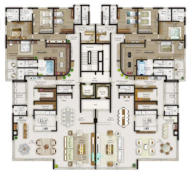 Apartamento Frente Mar, 5 Suítes 6 Vagas.: 17ª foto da galeria de imagens do imóvel