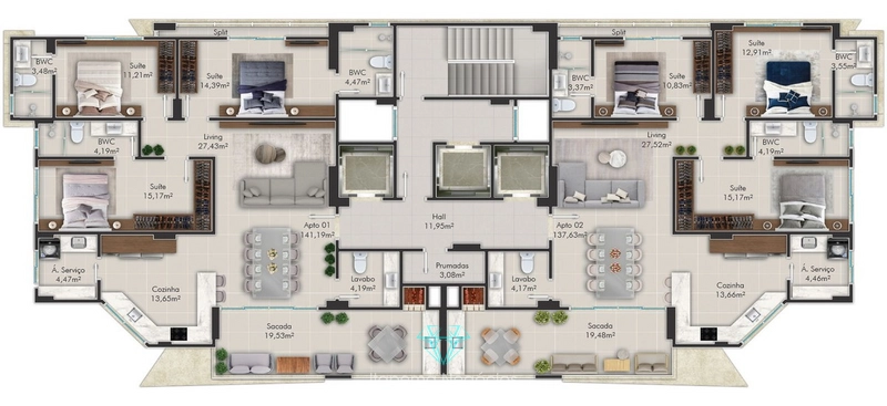 Apartamento 3 suítes 3 vagas - Em Construção: 12ª foto da galeria de imagens do imóvel