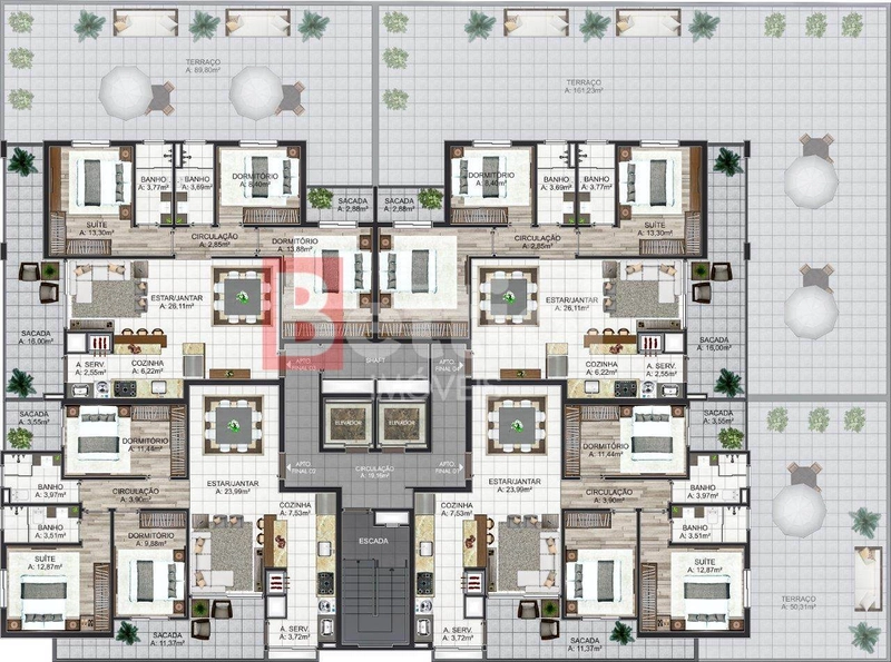 Apartamento Mobiliado no Pio X com terraço: 6ª foto da galeria de imagens do imóvel