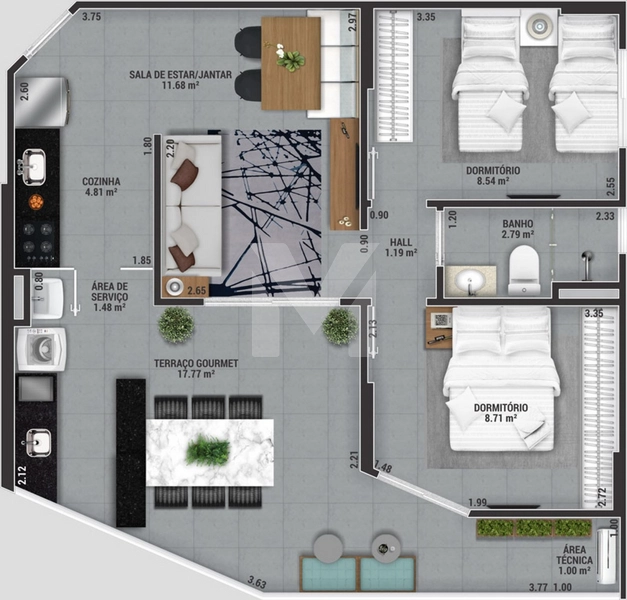 Lindo apartamento de 2 dormitórios frente total para o mar: 21ª foto da galeria de imagens do imóvel