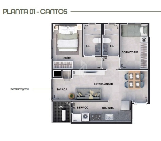 Apartamento 1 suíte e 1 quarto a venda - Cancelli - Cascavel: 2ª foto da galeria de imagens do imóvel