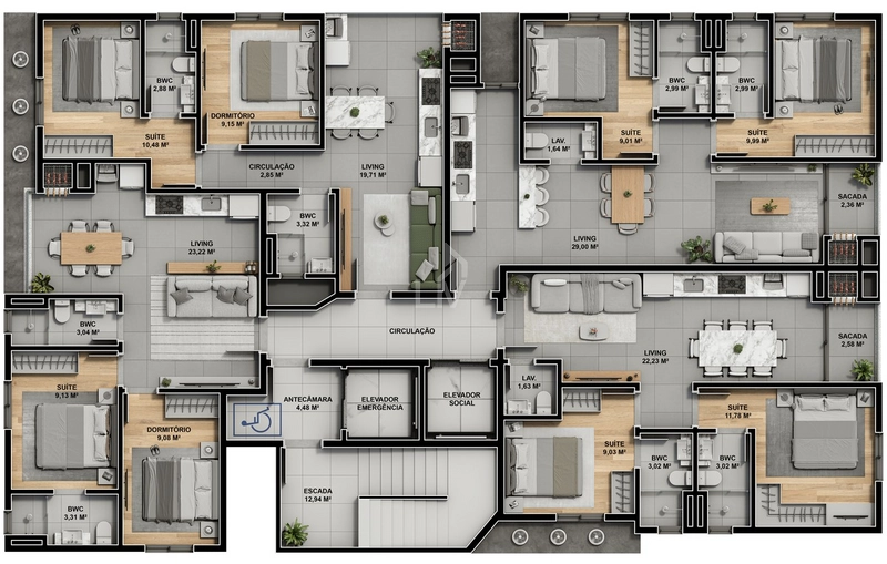 Apartamento 1 suíte e 1 quarto a venda - Morretes - Itapema/SC: 5ª foto da galeria de imagens do imóvel