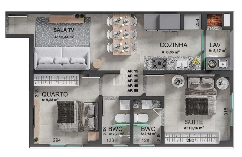 Apartamento com 1 suíte e 1 quarto a venda - Centro - Cascavel: 3ª foto da galeria de imagens do imóvel