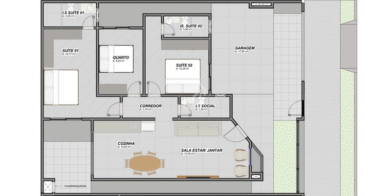 Casa com Suite e 2 Quartos  a venda - Tropical lll - Cascavel/PR: 3ª foto da galeria de imagens do imóvel