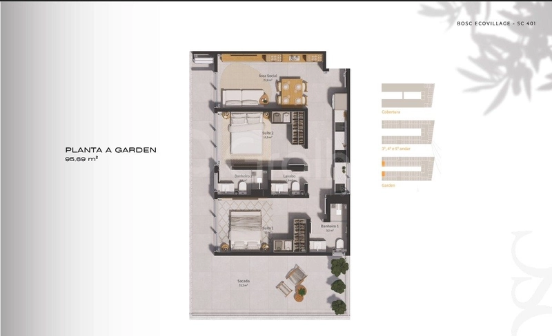 Apartamento com 2 suítes no Saco Grande: 5ª foto da galeria de imagens do imóvel