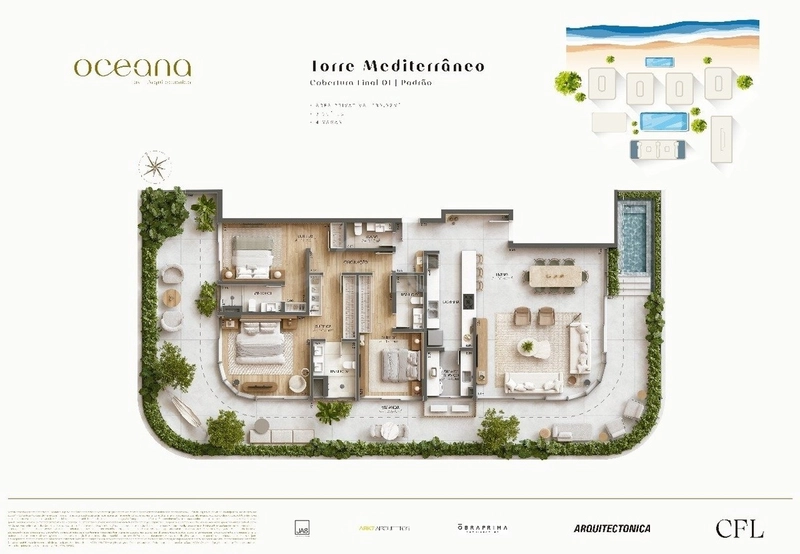 Cobertura com 3 suítes em Jurerê