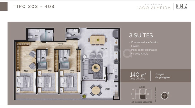 Apartamento com 3 suítes no Estreito: 22ª foto da galeria de imagens do imóvel