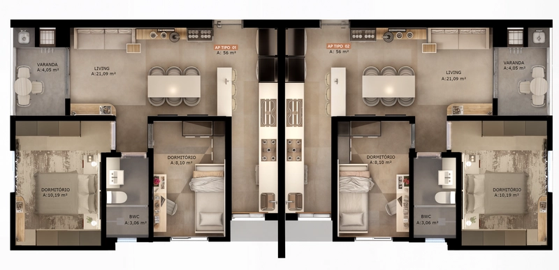 Apartamento com sacada e churrasqueira perto da Unifebe: 5ª foto da galeria de imagens do imóvel