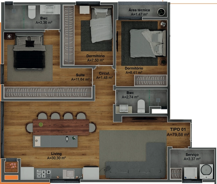 Mango Residence: Apto 3 quartos no Santa Terezinha em Brusque: 6ª foto da galeria de imagens do imóvel