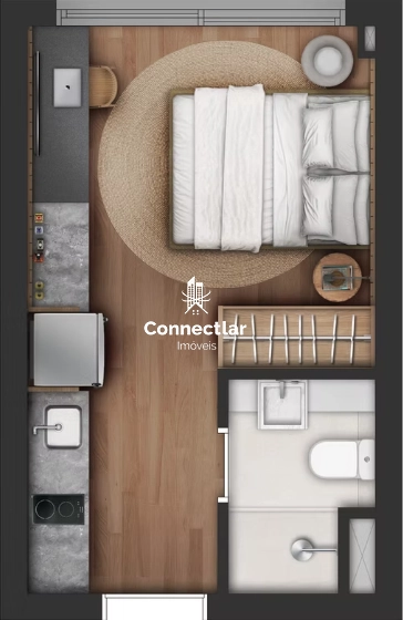 Loft moderno à venda – quarto/sala com vaga rotativa: 2ª foto da galeria de imagens do imóvel