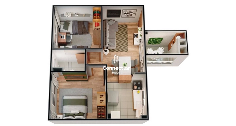 Apartamento 2 dormitórios – varanda com churrasqueira - Porto Ibiza: 12ª foto da galeria de imagens do imóvel