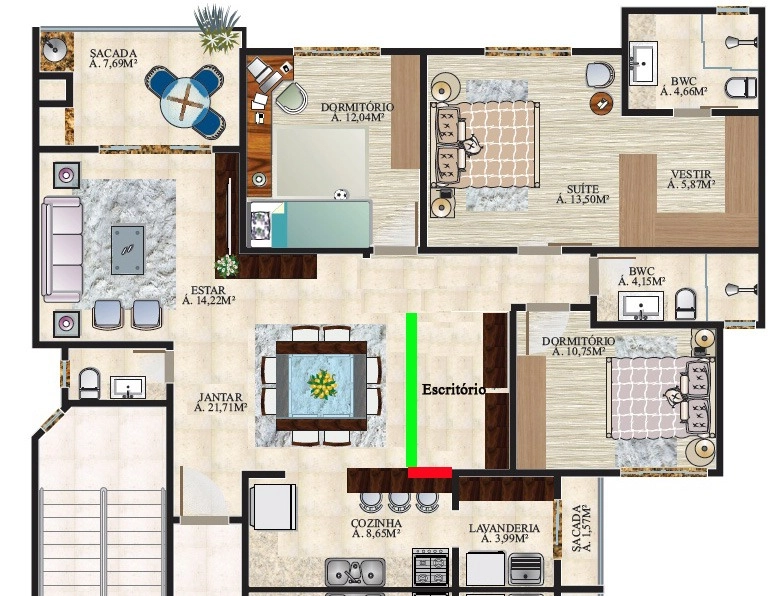 Apartamento com 3 quartos semi mobiliado no centro: 32ª foto da galeria de imagens do imóvel