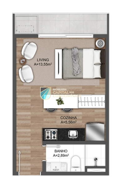Apartamento Studio no Thera: 34ª foto da galeria de imagens do imóvel