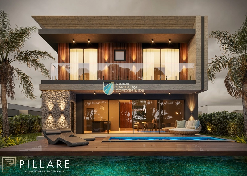 Casa beira lago, mobiliada e com piscina no condomínio Zen