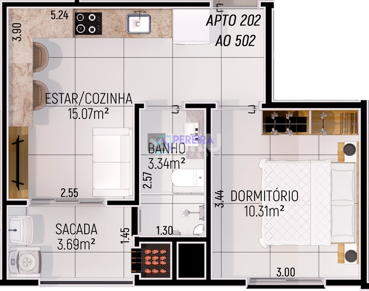 Apartamento para estudante em Santa Maria: 6ª foto da galeria de imagens do imóvel