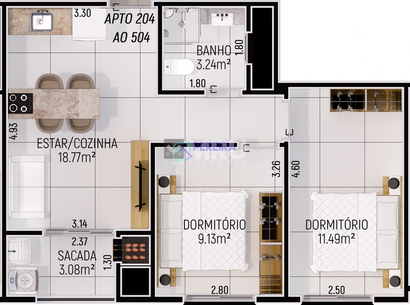 Apartamento para estudante em Santa Maria: 4ª foto da galeria de imagens do imóvel