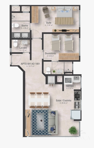 APARTAMENTO 2 DORMITÓRIOS PARA VENDA, ZONA NOVA EM CAPÃO DA CANOA.: 9ª foto da galeria de imagens do imóvel