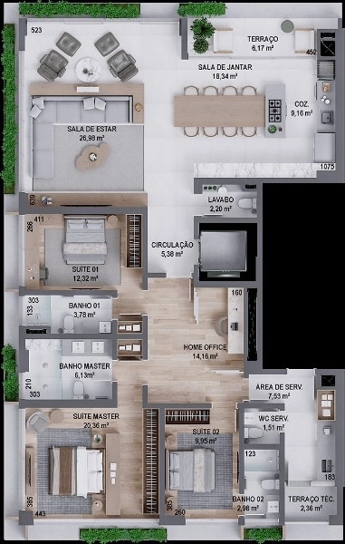 Apartamento alto padrão, com 3 suítes no Centro de Florianópolis.: 20ª foto da galeria de imagens do imóvel