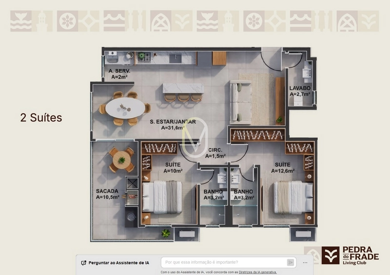 PEDRA DO FRADE LIVING CLUB 2 SUÍTES: 13ª foto da galeria de imagens do imóvel