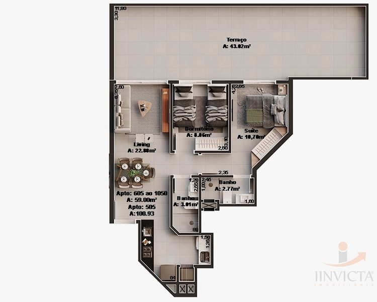 Apartamento de 1,2,3 dormitórios na Planta.: 18ª foto da galeria de imagens do imóvel