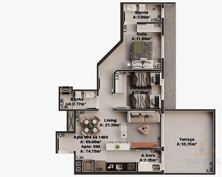 Apartamento de 1,2,3 dormitórios na Planta.: 17ª foto da galeria de imagens do imóvel
