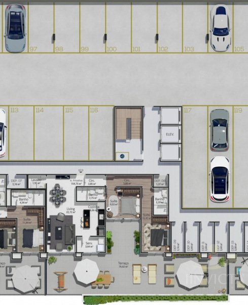 Apartamentos de 1, 2 e 3 dormitórios na planta - Zona Nova - Capão: 8ª foto da galeria de imagens do imóvel