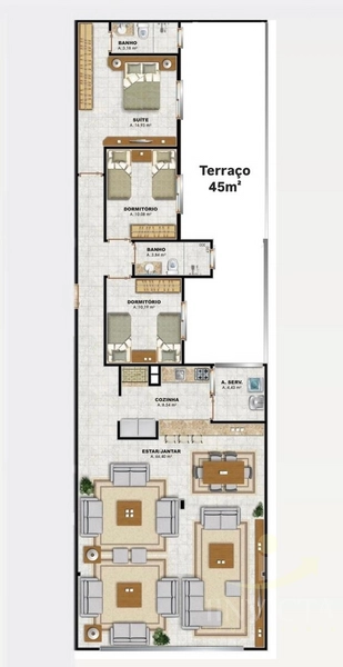 Lindo Apartamento com Terraço e 02 Vagas de Estacionamento: 50ª foto da galeria de imagens do imóvel
