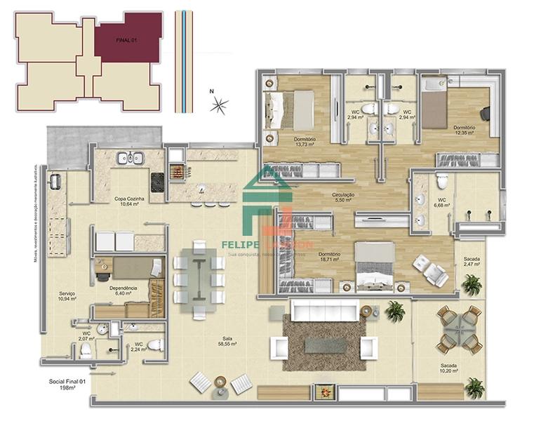 Mirador Home Concepto- Apartamento alto padrão 3 dormitó na zona norte: 14ª foto da galeria de imagens do imóvel