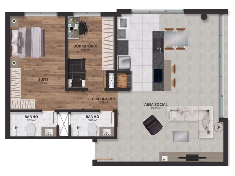 Loft 1 dormitório no centro no Residencial Montevideo, Osório: 14ª foto da galeria de imagens do imóvel