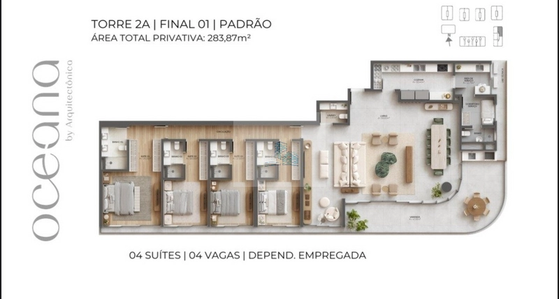 Apartamento de 284m² com 4 Suítes em Jurere: 20ª foto da galeria de imagens do imóvel