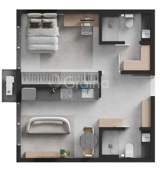Estúdio de 46,51m² com 1 quarto e 1 vaga de garagem no Centro: 3ª foto da galeria de imagens do imóvel