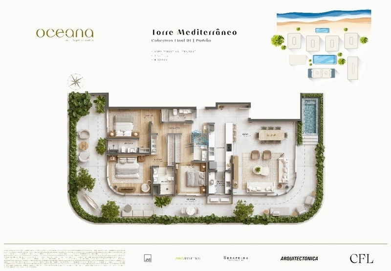 Apartamento cobertura de 284m² com 4 Suítes em Jurere: 1ª foto da galeria de imagens do imóvel