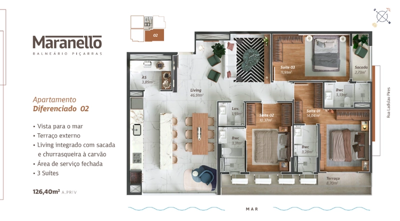 Apartamentos de Alto Padrão a 200 Metros do Mar em Balneário Piçarras/: 12ª foto da galeria de imagens do imóvel