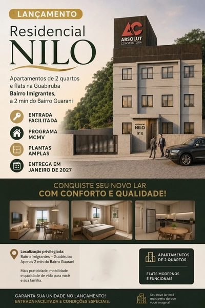 RESIDENCIAL NILO-APARTAMENTO COM 18 UNIDADES-GUABIRUBA/SC-MCMV: 1ª foto da galeria de imagens do imóvel