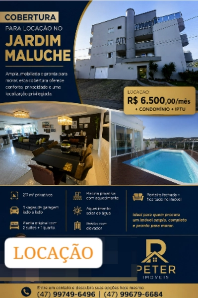 COBERTURA PARA LOCAÇÃO NO JARDIM MALUCHE-BRUSQUE / SC: 1ª foto da galeria de imagens do imóvel