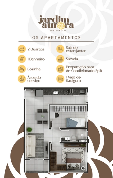 Residencial Jardim Aurora, apartamentos de 2 quartos no Rio Branco: 4ª foto da galeria de imagens do imóvel