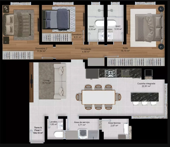 Residencial Donatello Apartamento 1 suite mais 2 dormitorios a venda: 4ª foto da galeria de imagens do imóvel