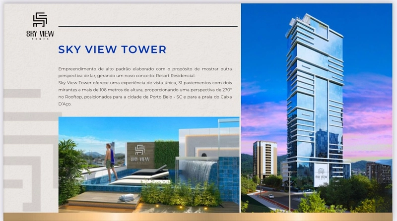 Sky View será construido em Porto Belo,apartamentos tipo studio 38m²!