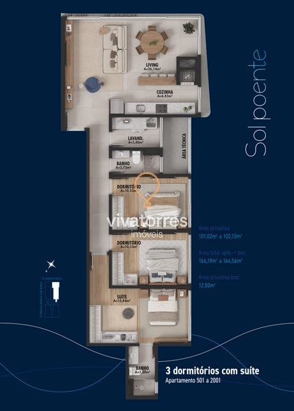 Apartamento de 3 dormitórios com suíte próximo ao rio: 10ª foto da galeria de imagens do imóvel
