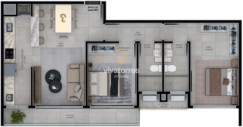 Apartamento de 2 dormitórios com suíte: 13ª foto da galeria de imagens do imóvel