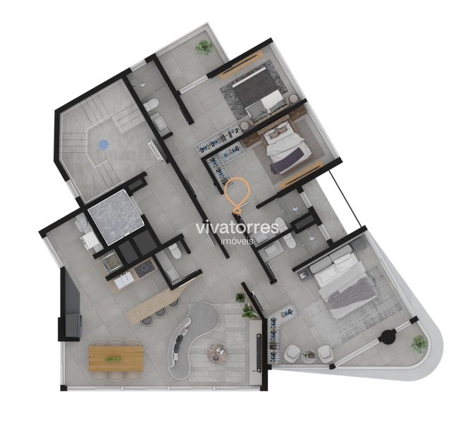 Apartamento de 3 suítes- Torres r-