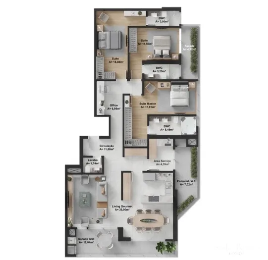 Apartamento de 3 Suítes no Edifício Artefacto Towers na Praia Brava: 6ª foto da galeria de imagens do imóvel