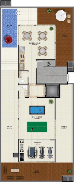 Apartamento com 2 dormitórios e piscina: 15ª foto da galeria de imagens do imóvel