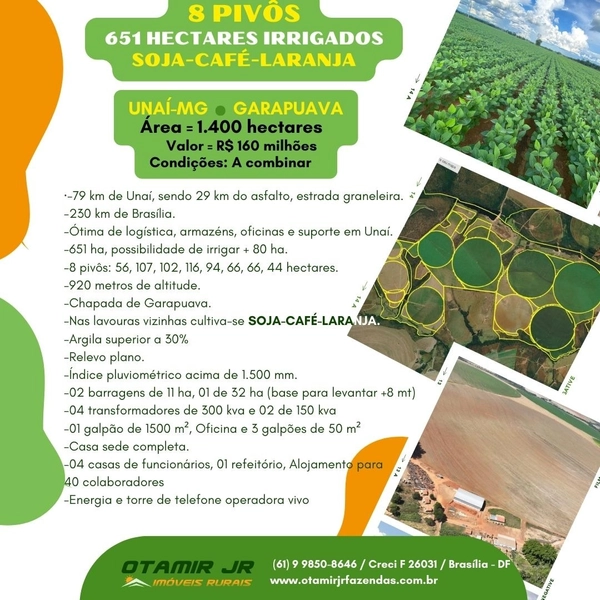 MEGA FAZENDA PARA SOJA EM UNAÍ-MG * COM 8 PIVÔS CAFÉ – SOJA – LARANJA: 6ª foto da galeria de imagens do imóvel